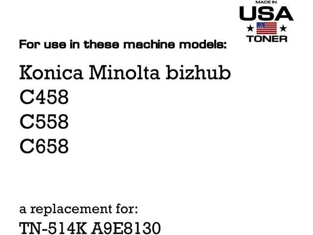 MADE IN USA TONER Compatible Replacement for use in Konica Minolta TN514K, bizhub C458, C558, C658 (Black, 2-Pack)