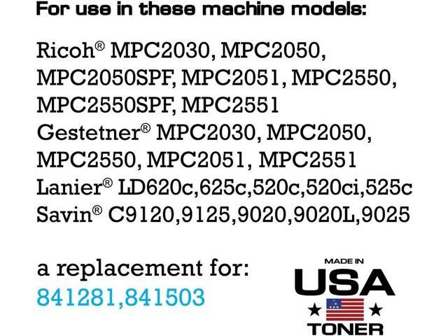 MADE IN USA TONER Compatible Replacement for Ricoh MP C2051, C2551, C2030, C2050, C2530, C2550, 841281 841503 (Cyan, 1 Cartridge)
