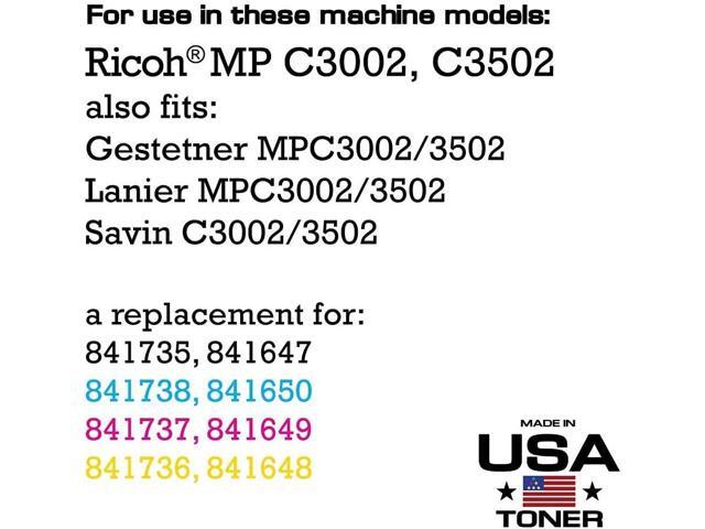 MADE IN USA TONER Compatible Replacement for Ricoh Aficio Savin MP C3002 MP C3502 MPC3002 MPC3502-841735 841738 841737 841736 - (Black Cyan Magenta...