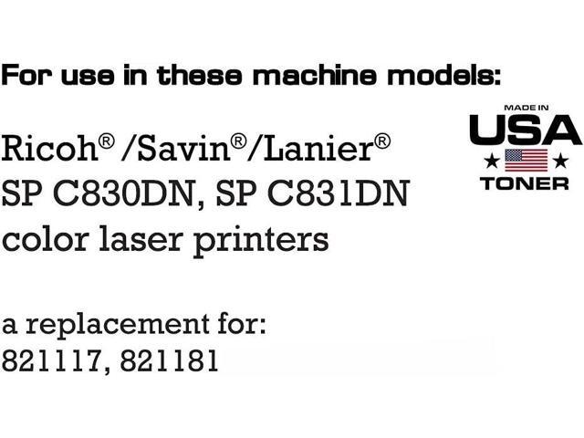 MADE IN USA TONER Compatible Replacement for Ricoh SP C830dn, SP C831dn, 821117, 821181, (Black, 2 Pack)