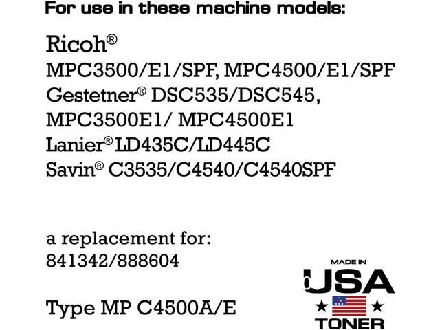 MADE IN USA TONER Compatible Replacement for Ricoh Aficio MP C3500, MP C4500, 888604, 841342 (Black, 2 Pack)