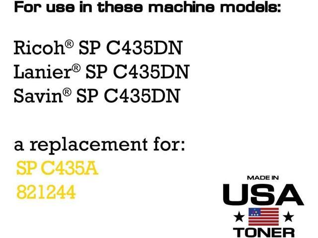 MADE IN USA TONER Compatible Replacement for Ricoh SP C435dn SPC435 821244 (Yellow, 2 Pack)