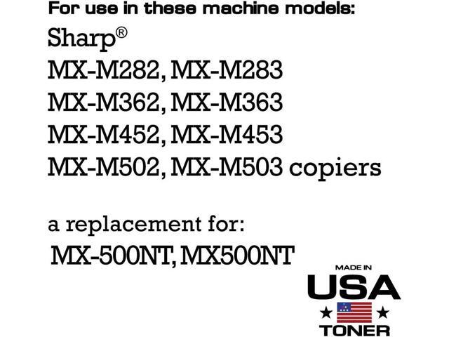 MADE IN USA TONER Compatible Replacement for Sharp MX500NT,MX-M282, MX-M283, MX-M362, MX-M363, MX-M452, MX-M453, MX-M502, MX-M503 (Black, 2-Pack)