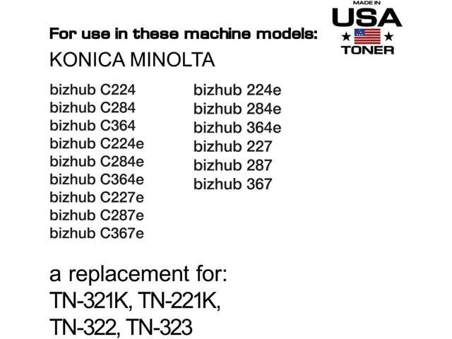 Compatible Konica Minolta TN-321K, TN-322, TN-221K, TN-323K, C224, C284, C364 Toner (Black)