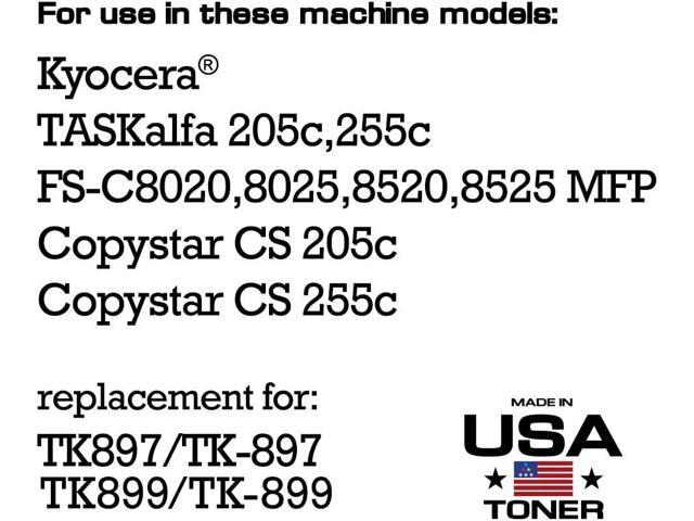 MADE IN USA TONER Compatible Replacement for Kyocera TK-897k Ecosys FS C8520, FS C8525, TASKalfa 205c, 255c, Copystar TK-899k (Black, 1 Cartridge)