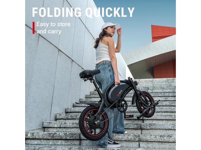DYU 14' Folding Electric Bike for Adults Teens,15.5MPH Cruiser E Bike, 250W 36V/10AH Li-ion Battery, Travel Up to 37 Miles Electric Commuter Bike,...