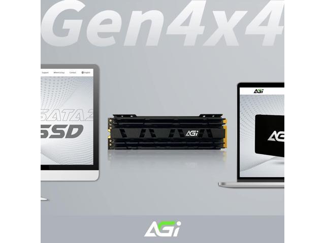 AGI 1TB AI838 PCIe NVMe M.2 Gen4x4 DRAM Cache 3D TLC NAND Flash Internal Solid State Drive SSD with Heat Sink (R/W Speed up to 7400/5500 MBs) Level...