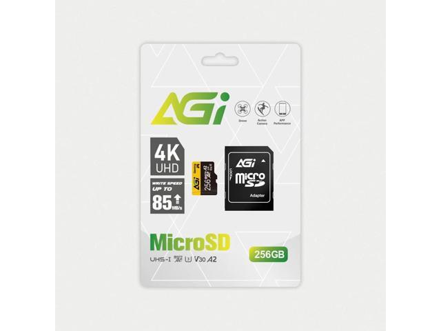 AGI 256GB TF138 MicroSDXC Memory Card C10 U3 V30 A2 Micro SD (R/W Speed up to 98/70 MBs) SD Card Adapter is accompanied for Using with DSLRs,...