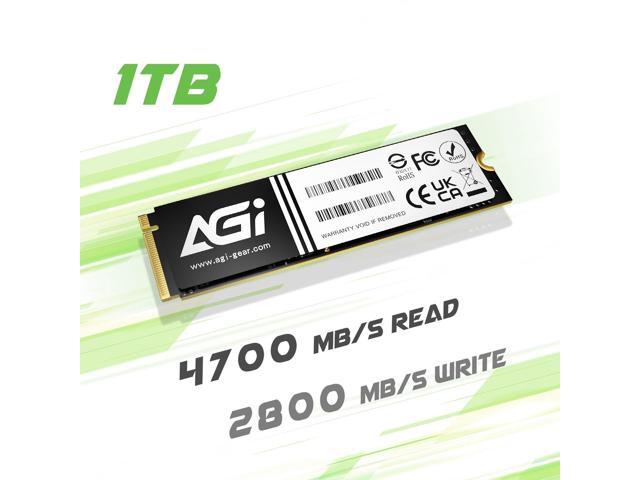 AGI AI818-43 1TB NVMe M.2 2280 PCIE GEN4.0x4 Internal Solid State Drive(SSD) (R/W Speed up to 4700/2800) with Graphite Heat Sink