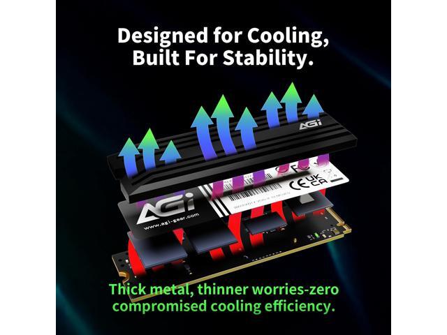 AGI 1TB SSD, AI828 PCIe NVMe 4.0 M.2 2280 Gen4x4 with Heat Sink, Read up to 7400MB/s, Work with PS5, 3D NAND Internal Solid State Drive -...