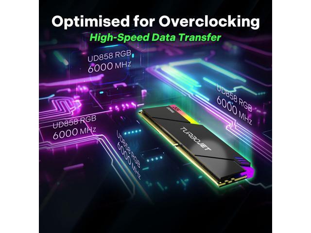 AGI UD858 TURBOJET RGB DDR5 6000MHz 48GB(2x24GB) CL30 1.4V, Intel XMP 3.0 and AMD Expo Desktop Computer Memory AGI6APC24UD858