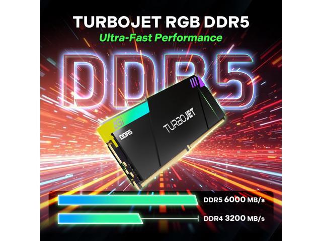 AGI UD858 TURBOJET RGB DDR5 6000MHz 48GB(2x24GB) CL30 1.4V, Intel XMP 3.0 and AMD Expo Desktop Computer Memory AGI6APC24UD858