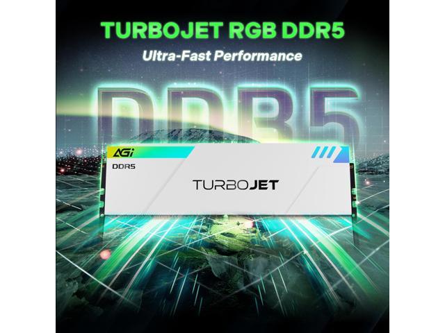 AGI UD858 TURBOJET RGB DDR5 6000MHz 32GB(2x16GB) CL30 1.35V, Intel XMP 3.0 and AMD Expo Desktop Computer Memory AGI6APD16UD858