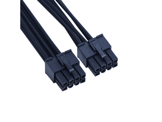 X-Enlazar Superior 600W PCIe 5.0 (Gen 5.0) 12VHPWR PSU Cable / Black / Dual 6+2pin to 12+4pin Cable / Mesh Paracord Sleeving
