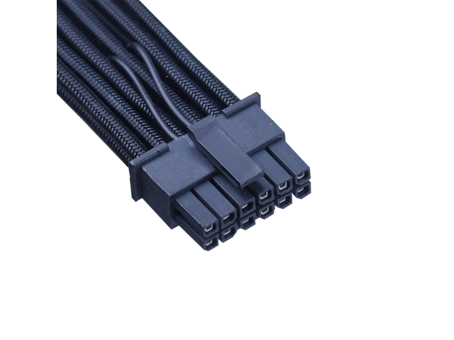 X-Enlazar Superior 600W PCIe 5.0 (Gen 5.0) 12VHPWR PSU Cable / Black / Dual 6+2pin to 12+4pin Cable (7+8pin) / Mesh Paracord Sleeving