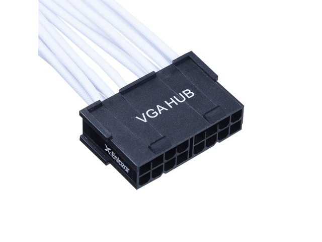 X-Enlazar Superior Dual 6+2pin to 12VHPWR Extension Cable 300mm / 600W PCIe 5.0 (Gen 5.0) 12+4pin PSU Cable / Mesh Paracord Sleeving / White