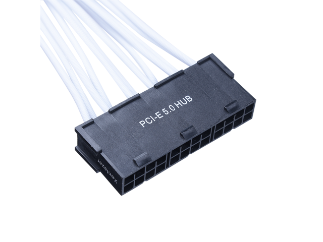 X-Enlazar Superior Triple 6+2pin to 12VHPWR Extension Cable 300mm / 600W PCIe 5.0 (Gen 5.0) 12V-2x6 PSU Cable / Mesh Paracord Sleeving / White