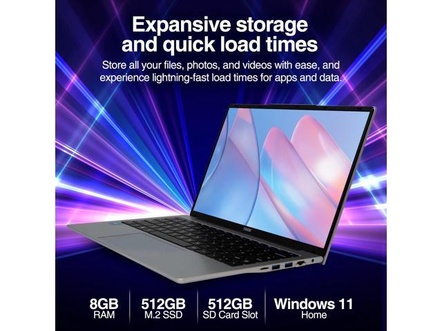 Fusion5 14.1' Windows 11 Full HD Laptop - 512GB SSD Storage, 8GB RAM, Quad-Core CPU, Dual-Band WiFi, USB 3.0, 14 Inch Display, Webcam