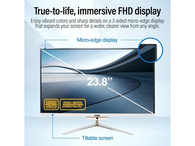 Fusion5 23.8' Full HD All-in-One Desktop Computer - 16GB RAM, 512GB SSD, Intel 13th Gen, Windows 11, Dual-Band WiFi, HDMI, USB 3.0, FHD IPS Display...
