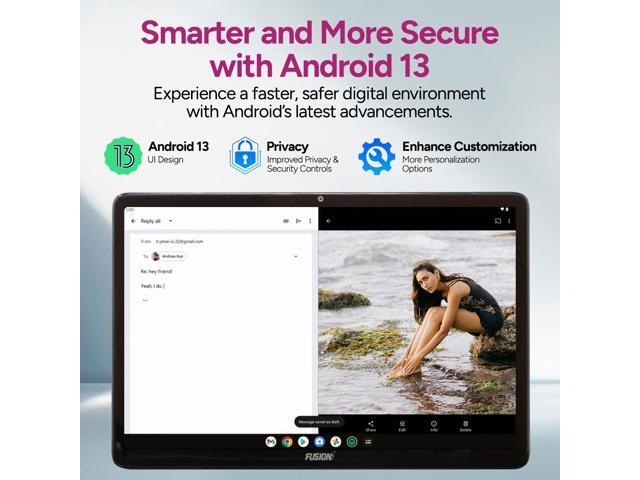 Fusion5 10.1' Android Tablet with Keyboard - Android 13, Octa-core CPU, 8GB RAM, 128GB Storage, Full HD, 10 Inch, Touchscreen, Dual-Band WiFi, Dual...