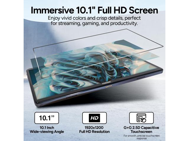 Fusion5 10.1' Android Tablet with Keyboard - Android 13, Octa-core CPU, 8GB RAM, 128GB Storage, Full HD, 10 Inch, Touchscreen, Dual-Band WiFi, Dual...