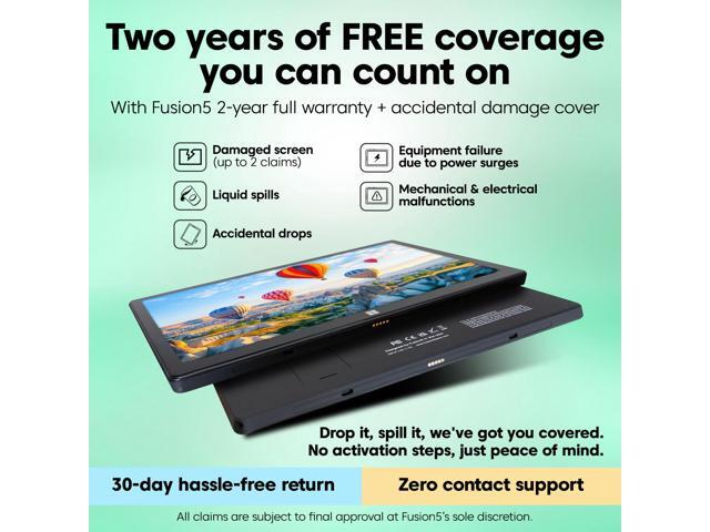 Fusion5 Built in USA 10.1 Windows 11 Professional Tablet PC - 12GB RAM 512GB SSD, Intel 13th Gen, Full HD Windows Tablet, USB C, HDMI - 2 Year Full...