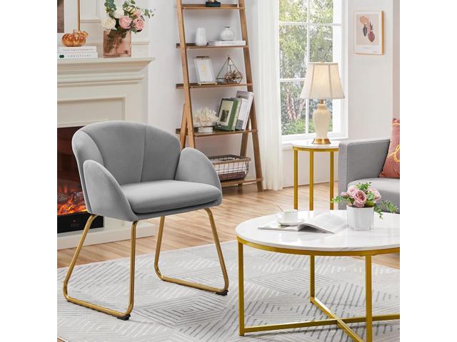Yaheetech Flower Shape Velvet Vanity Chair, Modern Side Chair Armchair with Golden Metal Legs for Living Room/Dressing Room/Bedroom/Home...