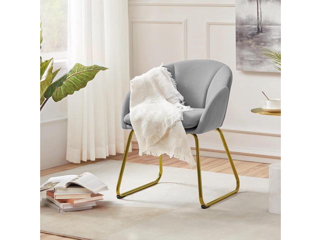 Yaheetech Flower Shape Velvet Vanity Chair, Modern Side Chair Armchair with Golden Metal Legs for Living Room/Dressing Room/Bedroom/Home...