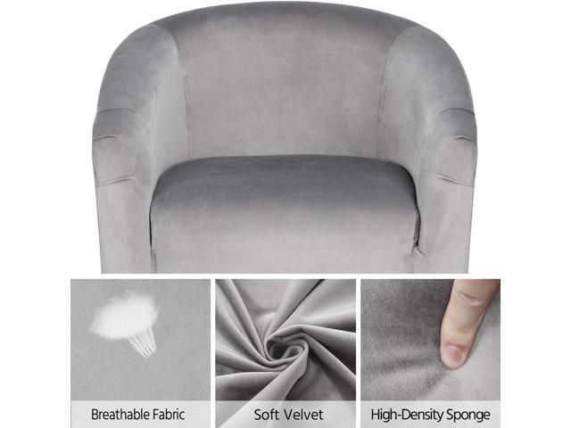 Topeakmart Velvet Accent Chair, Modern Club Chair Upholstered Armchair with Solid Legs Comfy Sofa Chair for Living Room/Bedroom/Waiting Room, Grey