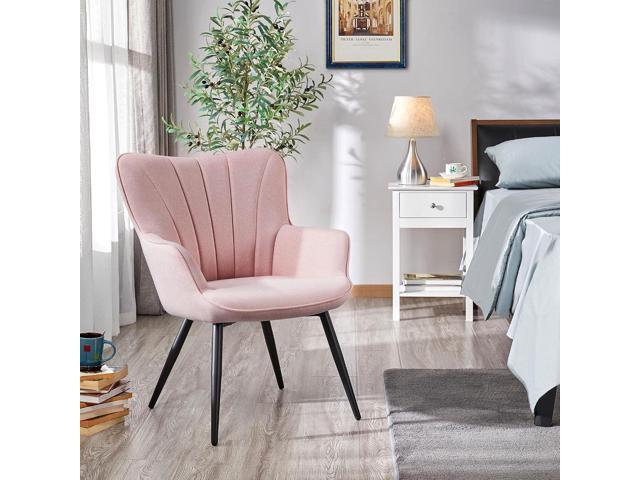 Yaheetech Accent Chair, Modern and Elegant Armchair, Linen Fabric Vanity Chair with Metal Legs and High Back for Living Room Bedroom Office Waiting...