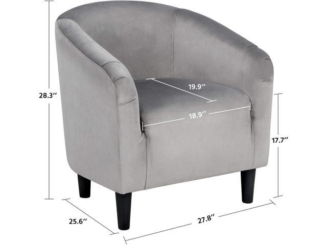 Topeakmart Velvet Accent Chair, Modern Club Chair Upholstered Armchair with Solid Legs Comfy Sofa Chair for Living Room/Bedroom/Waiting Room, Grey