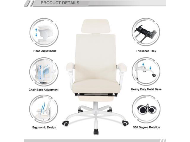 Qulomvs Mesh Ergonomic Office Chair with Footrest Home Office Desk Chair with Headrest and Backrest 90-135 Adjustable Computer Executive Desk Chair...