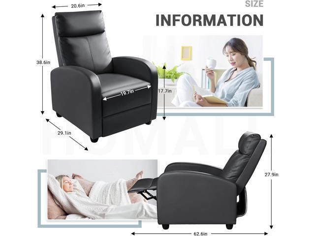 Homall Modern Recliner Chair Padded Seat Pu Leather for Living Room Single Sofa Recliner Seat Club Chair Home Theater Seating (Black)