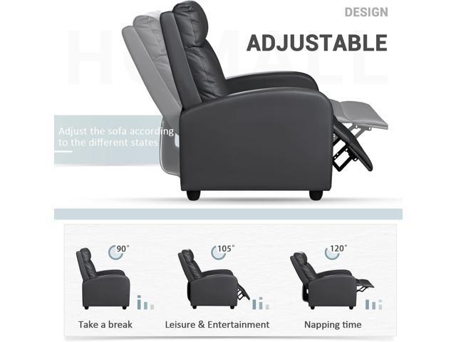 Homall Modern Recliner Chair Padded Seat Pu Leather for Living Room Single Sofa Recliner Seat Club Chair Home Theater Seating (Black)