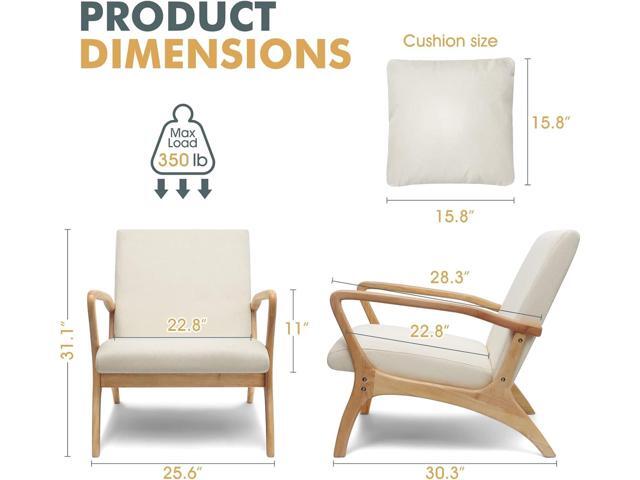 CDCASA Mid-Century Modern Accent Chair with Cushion, 28.3'' Long Armrest Chairs Upholstered Linen Fabric Wood Frame Armchair for Living...