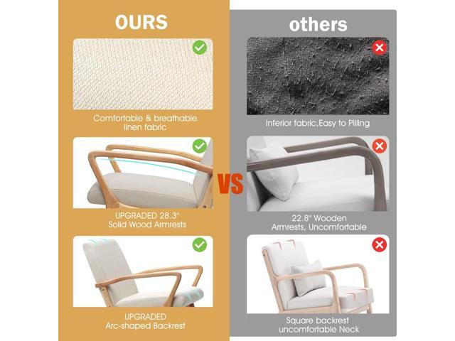 CDCASA Mid-Century Modern Accent Chair with Cushion, 28.3'' Long Armrest Chairs Upholstered Linen Fabric Wood Frame Armchair for Living...