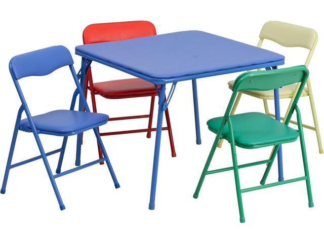 Flash Furniture Mindy Kids 5-Piece set Folding Square Table and Chairs Set for Daycare and Classrooms, Children's Activity Table and Chairs Set,...