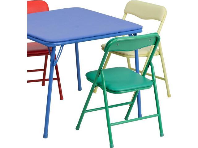 Flash Furniture Mindy Kids 5-Piece set Folding Square Table and Chairs Set for Daycare and Classrooms, Children's Activity Table and Chairs Set,...