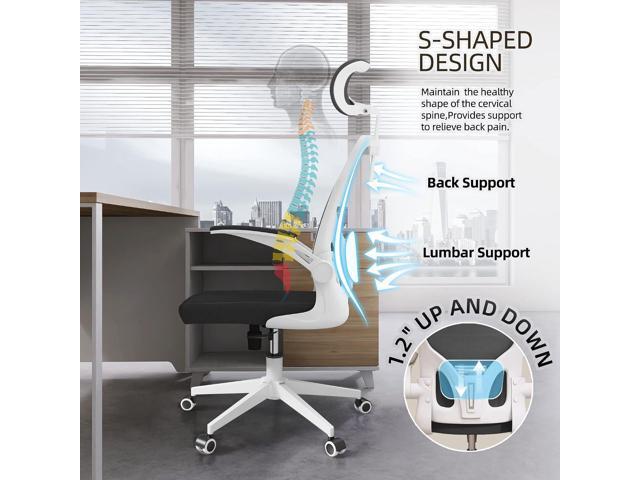 Monhey Office Chair Ergonomic Desk Chair with Lumbar Support & Headrest & Flip-up Arms Height Adjustable Rocking Swivel High Back Computer Chair Warm...
