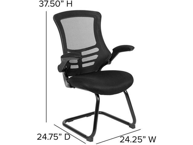 Flash Furniture Kelista Black Mesh Sled Base Side Reception Chair with Flip-Up Arms