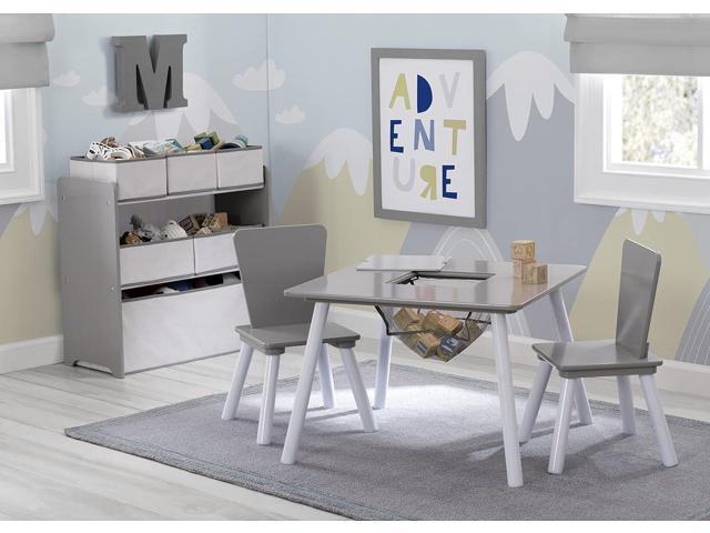 Delta Children 4-Piece Toddler Playroom Set, Grey/White