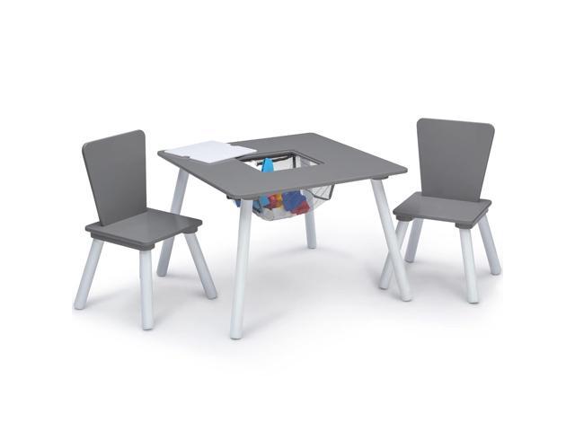 Delta Children 4-Piece Toddler Playroom Set, Grey/White
