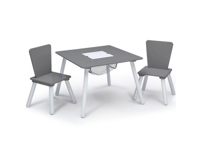 Delta Children 4-Piece Toddler Playroom Set, Grey/White