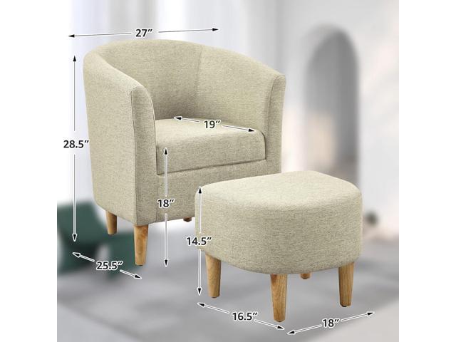 DAZONE Accent Chair, Barrel Chair with Ottoman Comfy Arm Mid Century Modern Footrest Set Comfortable Living Room Chairs Upholstered Club Tub Sofa...