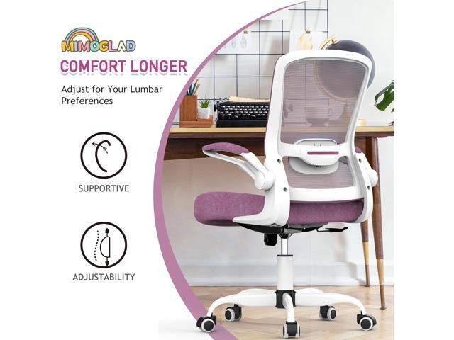 Mimoglad Ergonomic High Back Mesh Office Chair, Adjustable Lumbar Support, Thickened Seat Cushion (Modern, Orchid)
