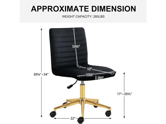 Furnimart Black Swivel Armless Desk Chair with Wheels, Small Velvet Upholstered Home Office Chair Mid-Back Adjustable Chair for Bedroom Dorm Living...
