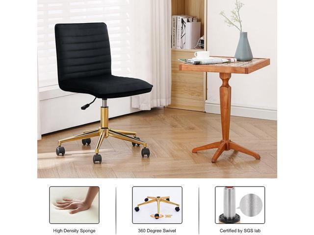 Furnimart Modern Black Velvet Upholstered Home Office Chair Computer Armless Task Chair Mid-Back Compy Chair Swivel Adjustable Small Chair for...