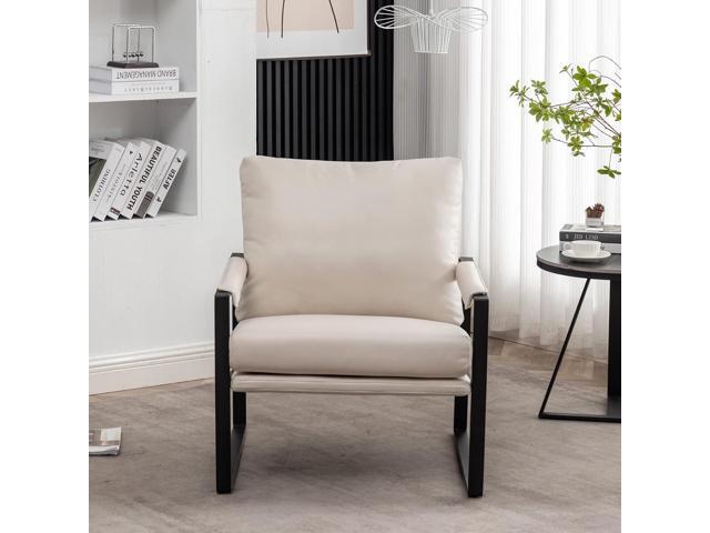 UNICOO Faux Leather Metal Frame Accent Chair - Modern Accent Chairs for Living Room, Bedroom, or Office - Armchairs Living Room Chairs Leisure...