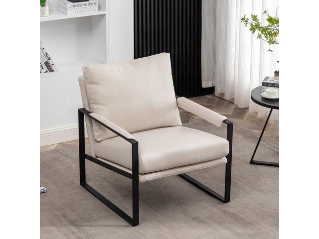 UNICOO Faux Leather Metal Frame Accent Chair - Modern Accent Chairs for Living Room, Bedroom, or Office - Armchairs Living Room Chairs Leisure...