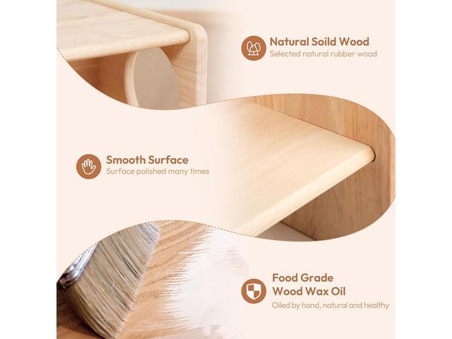 Kids Table and Chair Set, Montessori Weaning Table and Chair Set for Toddler, Natural Solid Wooden Activity Table Cube Chair for Drawing Reading,...